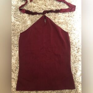 Ann Taylor Red Beaded Halter HTF Size Medium